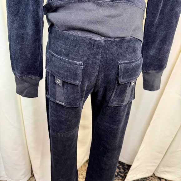 NWT Juicy Couture Black Velvet Velour Tracksuit w/ Rhinestone Crystals Size S - Picture 16 of 16